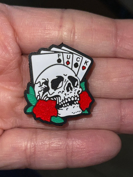 10. Poker Cards Skull with roses